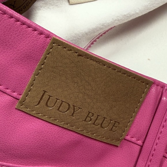 Judy Blue Faux Leather Pants Womens 7/28 (29x30) Pink Straight Leg Highrise - Picture 5 of 10